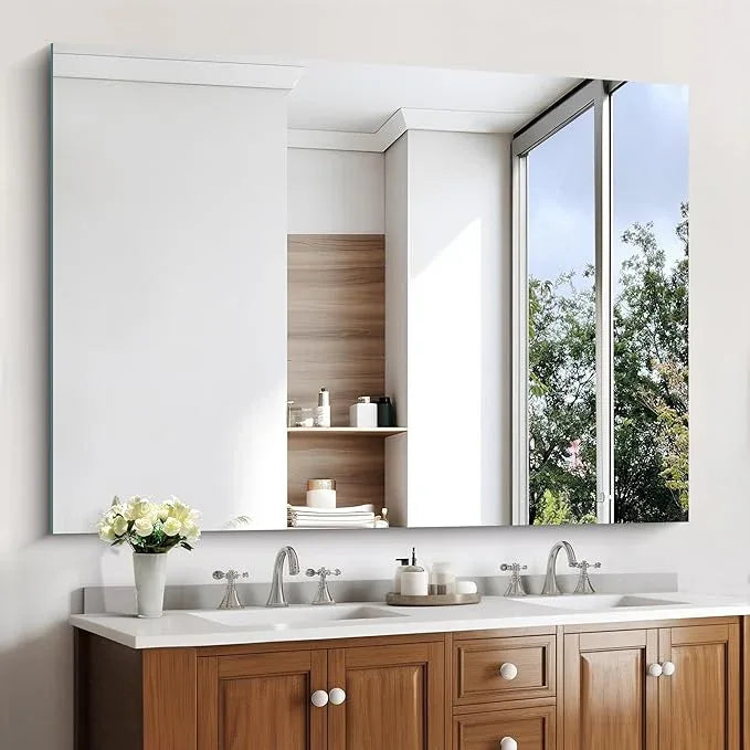 KOCUUY Large Frameless Mirror, 55"x40" Bathroom Mirror for Over Sink, Upgraded Shatterproof, Large Rectangle Unframed Mirror for Wall, Bedroom, Living Room, Entryway, Hang Horizontal/Vertical - ModernBath