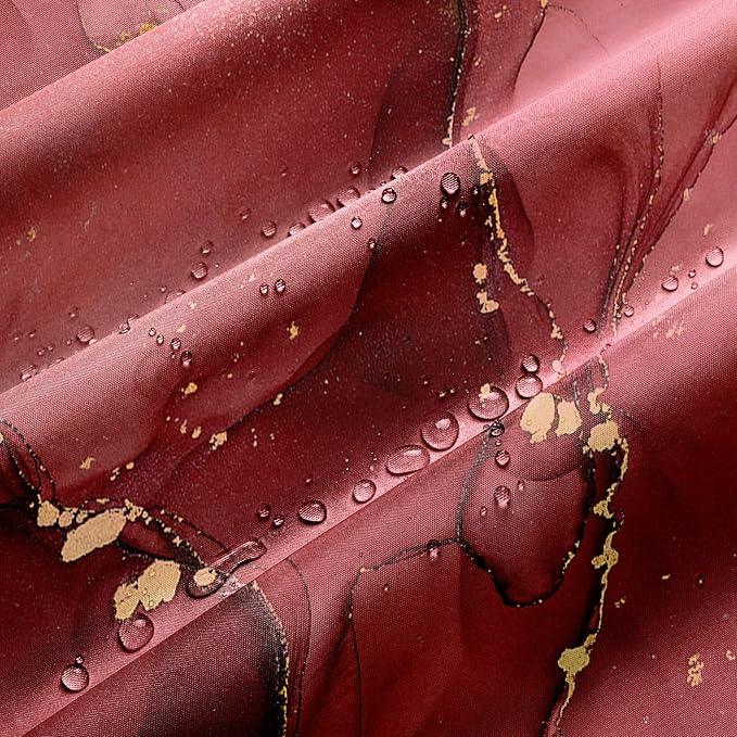 Gibelle Extra Long Shower Curtain 72 x 84, Tall Abstract Red Marble Shower Curtain, Modern Ink Art Waterproof Fabric Shower Curtain Set with Hooks - ModernBath