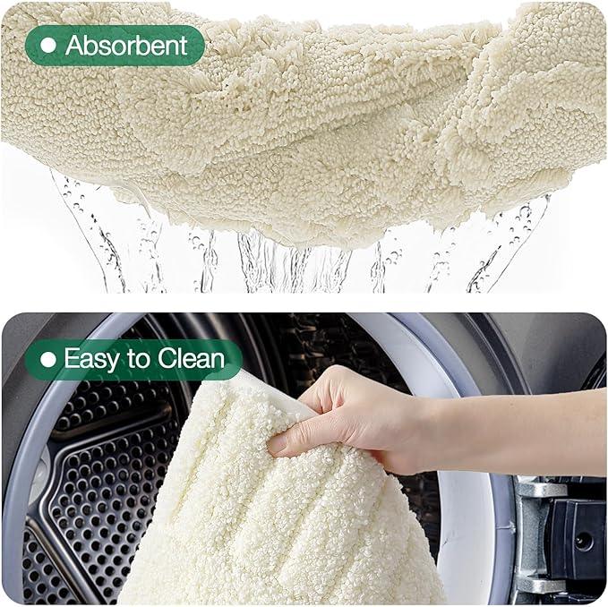 LUMI Bathroom Rugs Non Slip with Rubber Backing, Extra Soft Plush Microfiber Bath Rug Absorbent, Machine Washable Bath Mat Quick Dry for Tub, Shower, Ivory White, 16"x24" - ModernBath
