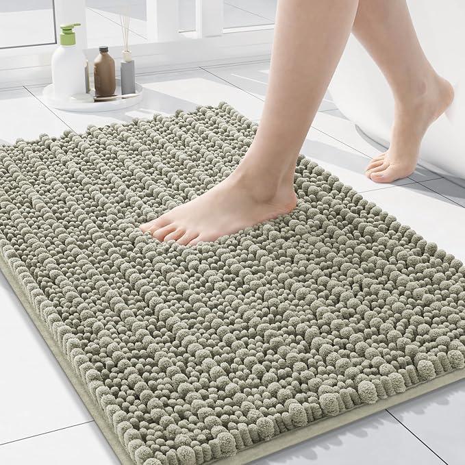 Arotive Luxury Chenille Bathroom Rug Mat, Extra Soft Thick Absorbent Shaggy Bath Rugs, Non-Slip Machine Wash Dry, Plush Bath Mats for Bathroom, Shower and Tub, 24x16, Warm Taupe - ModernBath
