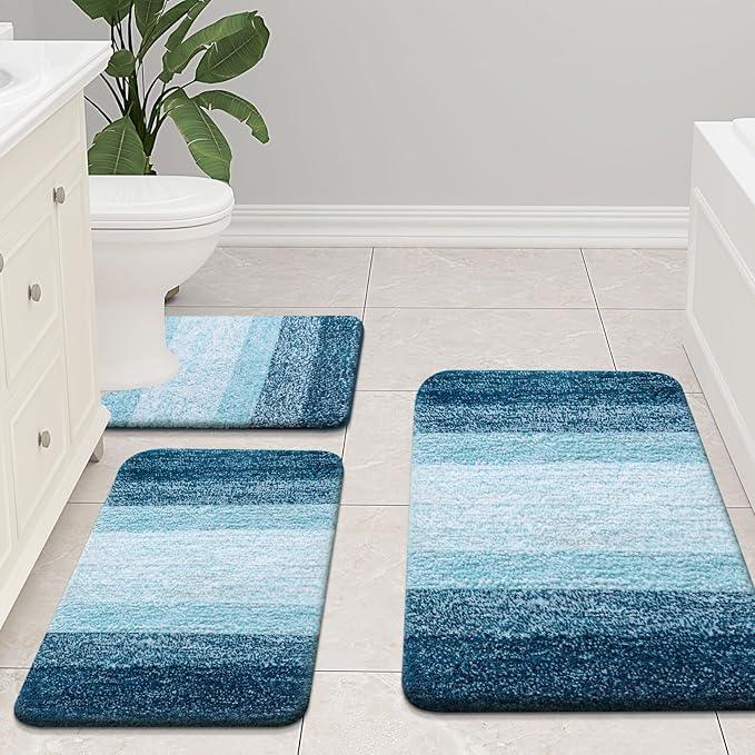 Arotive Microfiber Bathroom Rugs, Shaggy Soft and Absorbent Bath Rug, Non-Slip, Thick Plush Machine Washable Dry Bath Mats for Bathroom, Tub and Shower, 34x21, Peacock Blue, Rectangular - ModernBath