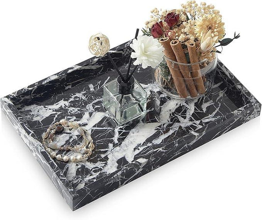 MULWR Marble Bathroom Tray,Pure Natural Vanity Tray,Marble Tray for Kitchen Counter Non-Ceramic/Non-Resin,Stone Trays 12 x 8 inch - ModernBath