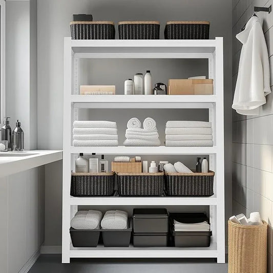 WORKPRO 3000lbs 5-Tier Shelving Unit, 72" H Adjustable Storage Shelves, Boltless Garage Shelving Unit for Garage, Kitchen, Durable Scratch-Resistant Panels, White - ModernBath