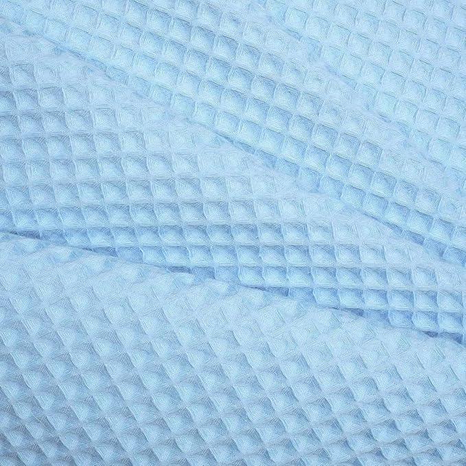 River Dream Sky Blue Fabric Shower Curtain Set, Cotton Blend, Waffle Weave, with Snap in Replacement Liner，71 x 86 inches - ModernBath