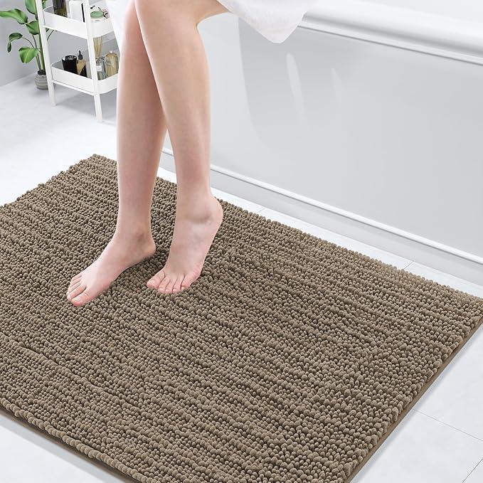 Arotive Luxury Chenille Bathroom Rug Mat, Extra Soft Thick Absorbent Shaggy Bath Rugs, Non-Slip Machine Wash Dry, Plush Bath Mats for Bathroom, Shower and Tub, 44x32, Camel - ModernBath