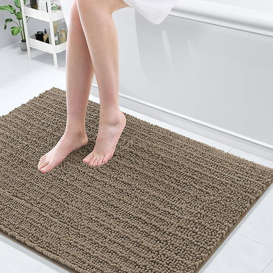 Arotive Luxury Chenille Bathroom Rug Mat, Extra Soft Thick Absorbent Shaggy Bath Rugs, Non-Slip Machine Wash Dry, Plush Bath Mats for Bathroom, Shower and Tub, 44x32, Camel - ModernBath