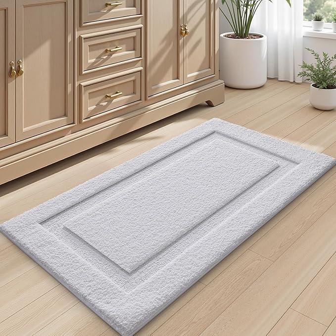 LUMI Ultra Soft Bathroom Rugs Non Slip with Rubber Backing, Absorbent Washable Bath Mat Quick Dry, Upgraded Premium Microfiber Plush Carpet for Bathtub and Shower Floor, White, 24x36 - ModernBath