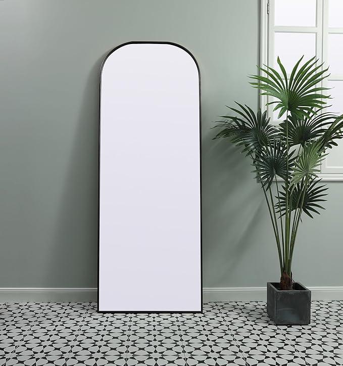Illuminate, Metal Frame Arch Full Length Mirror 28X74 Inch in, Modern, Black - ModernBath