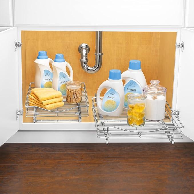 LYNK PROFESSIONAL® Pull Out Cabinet Organizer, 17" x 18" Slide Out Drawers for Kitchen Cabinets - Sliding Pull-Out Pantry Shelves – Home Shelf Organizers - Lifetime Ltd. Warranty, Chrome - ModernBath