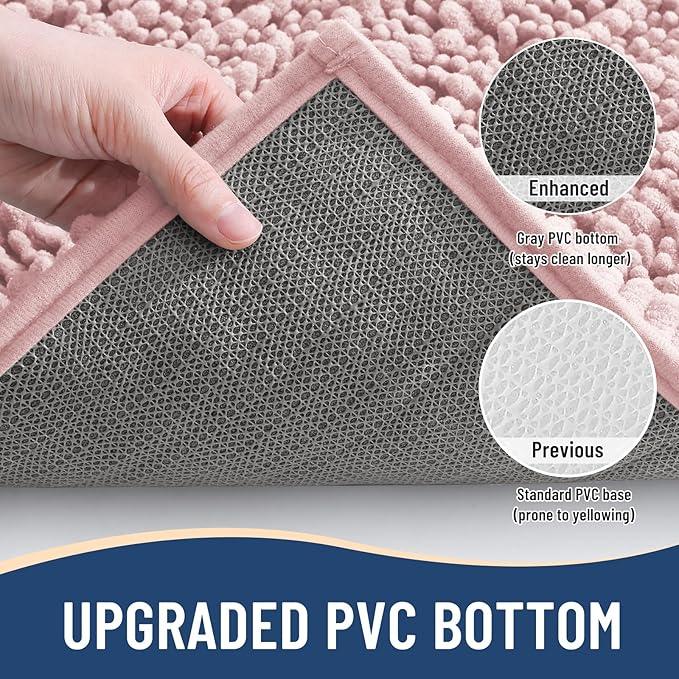 Arotive Luxury Chenille Bathroom Rug Mat, Extra Soft Thick Absorbent Shaggy Bath Rugs, Non-Slip Machine Wash Dry, Plush Bath Mats for Bathroom, Shower and Tub, 47x24, Dirty Pink - ModernBath