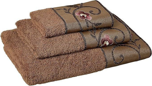Zahari Home Larrisa Floral Bathroom Towel Set - 3 Piece Bath, Hand, and Wash Towels - Modern Classic Contemporary Decor With Beautiful Unique Design - Stylish Flower Set - ModernBath