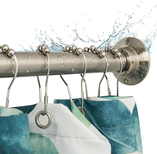 Artiwell 60" Heavy Duty Straight Shower Rod With Shower Rod Flange, Permanent Mount Shower Curtain Rod With Screws Bracket, Never Rust Stainless Steel, Window Curtain and Closet Rod, Brushed Nickel - ModernBath