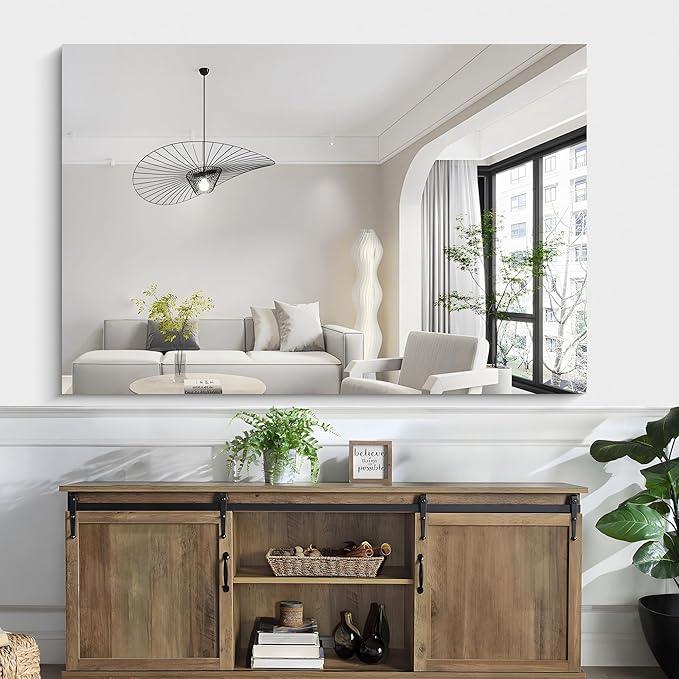 KOCUUY Frameless Mirror, 60"x40" Bathroom Mirror for Over Sink, Upgraded Shatterproof, Large Rectangle Unframed Mirror for Wall, Bathroom, Bedroom, Living Room, Entryway, Hang Horizontal/Vertical - ModernBath