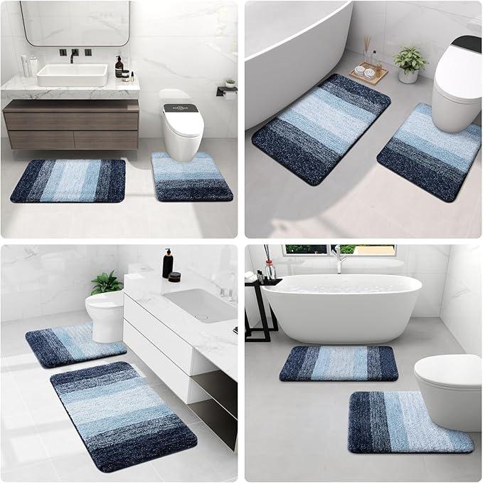 Arotive Microfiber Bathroom Rugs, Shaggy Soft and Absorbent Bath Rug, Non-Slip, Thick Plush Machine Washable Dry Bath Mats for Bathroom, Tub and Shower, 34x21, Dark Blue, Rectangular - ModernBath