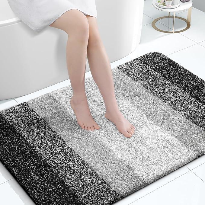 OLANLY Bathroom Rugs Mat 47x32, Extra Soft Absorbent Microfiber Bath Rugs, Rubber Backing, Quick Dry, Machine Washable Bath Mats for Bathroom Floor, Tub and Shower, Home Decor Accessories, Black - ModernBath