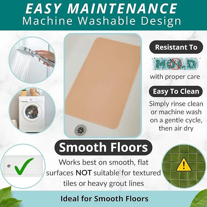 ENKOSI Bath Mat for Bathtub and Shower Floors - Non Slip Shower Mat – Anti Slip Tub tub Mat with Strong Suction Cup Grip – Soft, Beige Bathroom Mat for Inside Baths and Showers (28x16 Beige) - ModernBath
