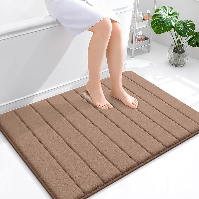 OLANLY Memory Foam Bath Mat 40x32, Super Soft Absorbent Bathroom Rugs, Quick Dry, Machine Washable Shower Floor Rugs, Bathmat Carpet, Bathroom Home Decor Accessories, Mocha - ModernBath