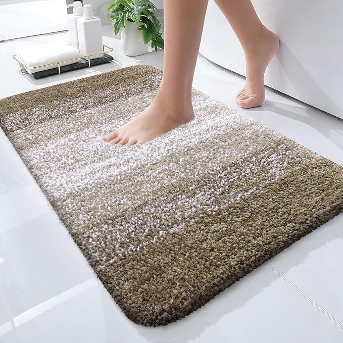 OLANLY Bathroom Rugs Mat 24x16, Extra Soft Absorbent Microfiber Bath Rugs, Rubber Backing, Quick Dry, Machine Washable Bath Mats for Bathroom Floor, Tub and Shower, Home Decor Accessories, Coffee - ModernBath