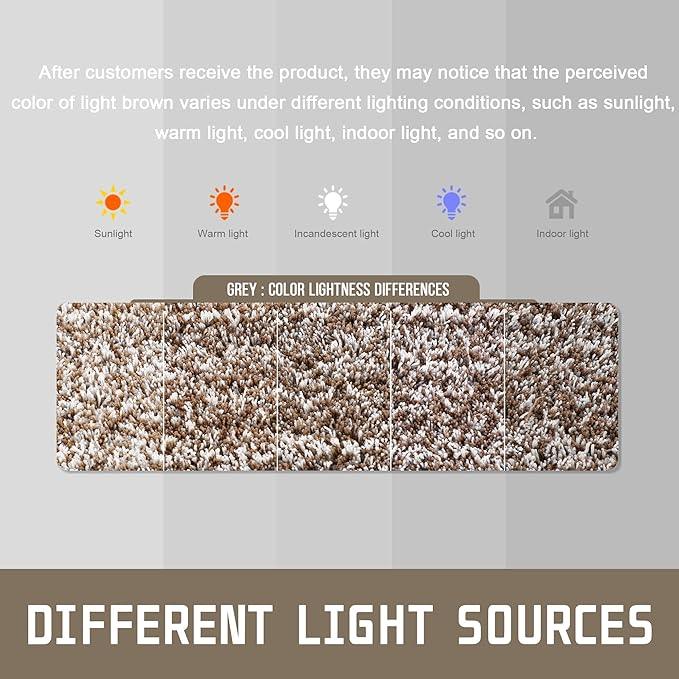Yimobra Bathroom Rugs Non Slip Washable 36x24, Ultra Soft and Water Absorbent Bath Mats, Plush Fluffy Shower Mat Outside, Luxury Microfiber Thick Matts for Bathroom Floor/Tub, Light Brown and White - ModernBath