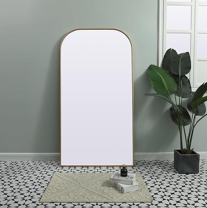 Illuminate, Metal Frame Arch Full Length Mirror 35X66 Inch in, Modern, Brass - ModernBath