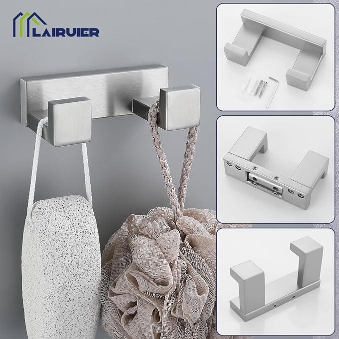 Brushed Nickel 4-Piece Bathroom Hardware Accessories Set, Bathroom Hardware Set including Towel Bar,Towel Holder, Toilet Paper Holder,Towel Hook, SUS304 Stainless Steel Bath Towel Bar Set Wall Mounted - ModernBath