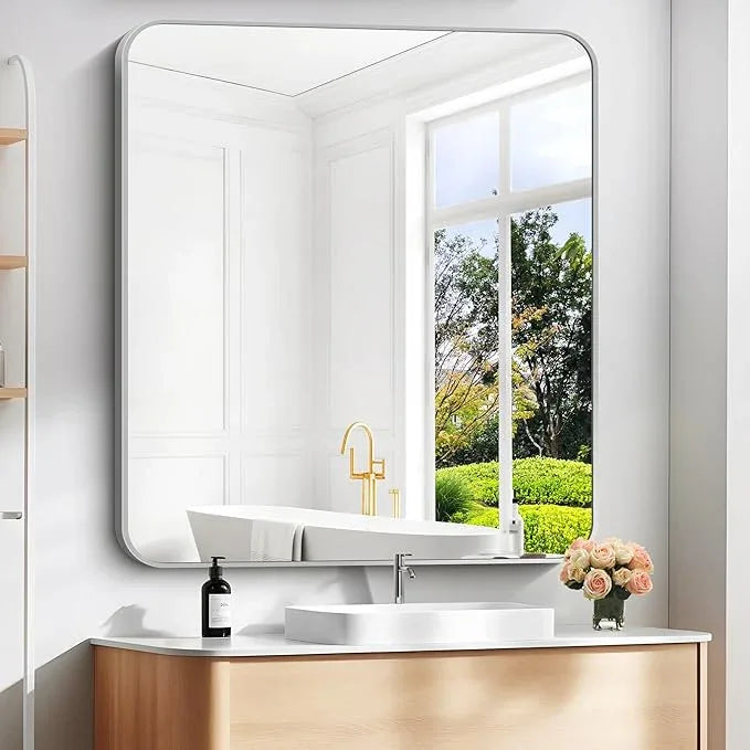 DESBING 40" x 36"Bathroom Mirror, Silver Wall Mirror with Metal Frame, Decorative Rectangular Vanity Mirror for Bedroom Bathroom Living Room Entryway (Horizontal/Vertical) - ModernBath