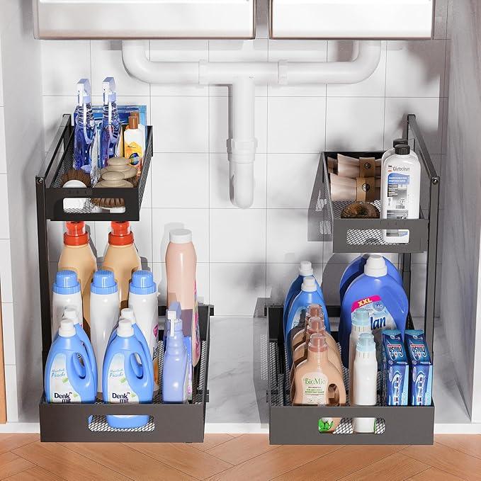 Under Sink Organizer, Silk-Smooth Metal Sliding Drawer Organizers and Storage Rack, Pull Out Cabinet Shelf for Kitchen, Bathroom, Pantry, Cabinet, Closet - ModernBath