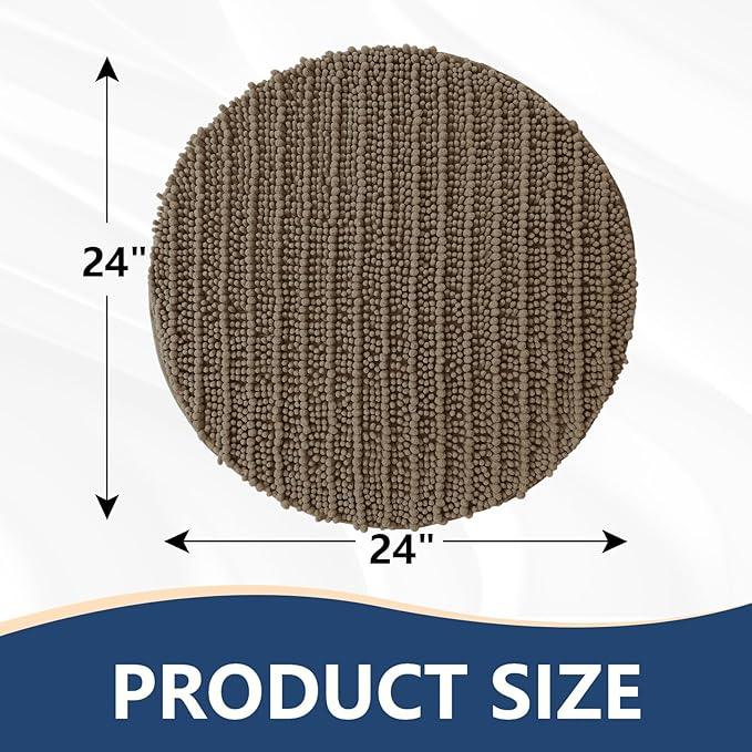 Arotive Luxury Round Chenille Bathroom Rug Mat, Extra Soft Thick Absorbent Shaggy Bath Rugs, Non-Slip Machine Wash Dry Plush Bath Mats for Bathroom, Shower and Tub, 24x24, Camel - ModernBath
