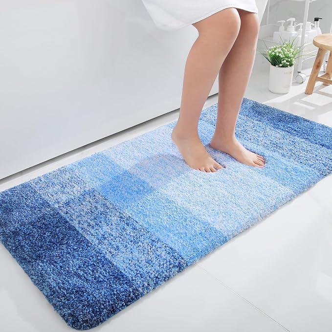 OLANLY Bathroom Runner Rugs 47x24, Extra Soft Absorbent Microfiber Bath Rugs, Rubber Backing, Quick Dry, Washable Bath Mats for Bathroom Floor, Tub and Shower, Home Decor Accessories, Light Royal Blue - ModernBath