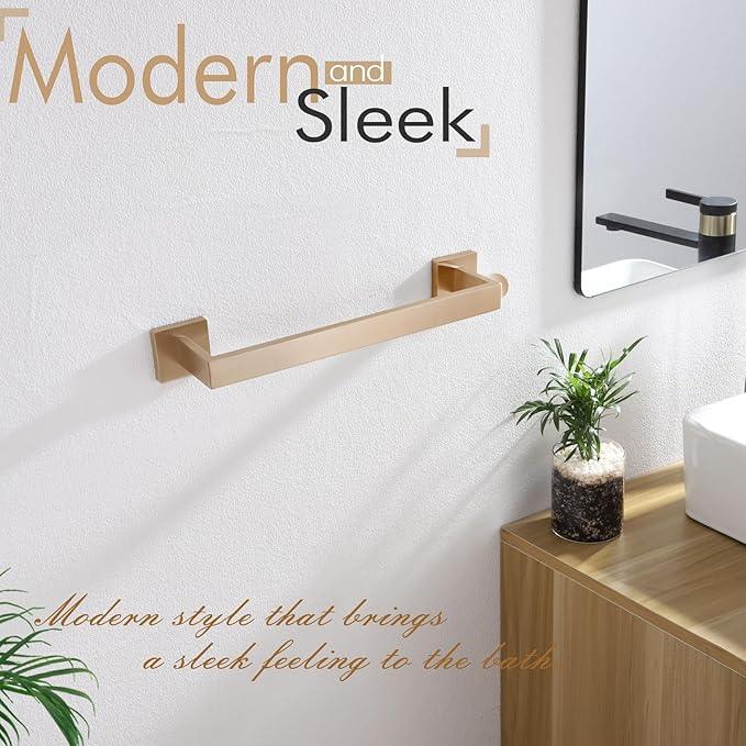 KOKOSIRI 12-Inch Towel Bar for Bathroom Kitchen Towel Holder Wall Mounted SUS304 Stainless Steel Towels Rack, Champagne Bronze B4003CPG-L12 - ModernBath
