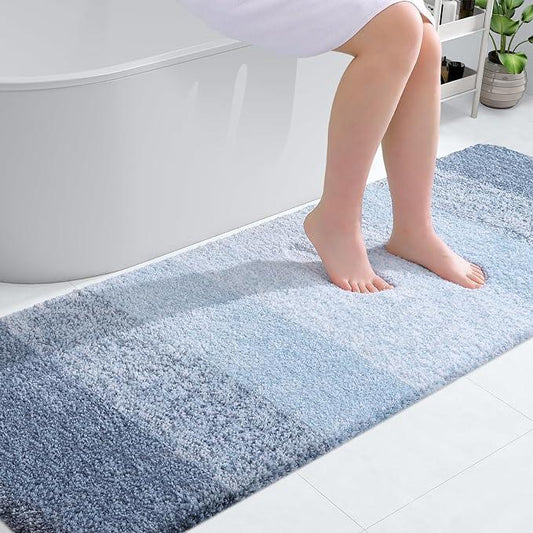OLANLY Bathroom Runner Rugs 70x24, Extra Soft Absorbent Microfiber Bath Rugs, Rubber Backing, Quick Dry, Machine Washable Bath Mats for Bathroom Floor, Tub and Shower, Home Decor Accessories, Blue - ModernBath