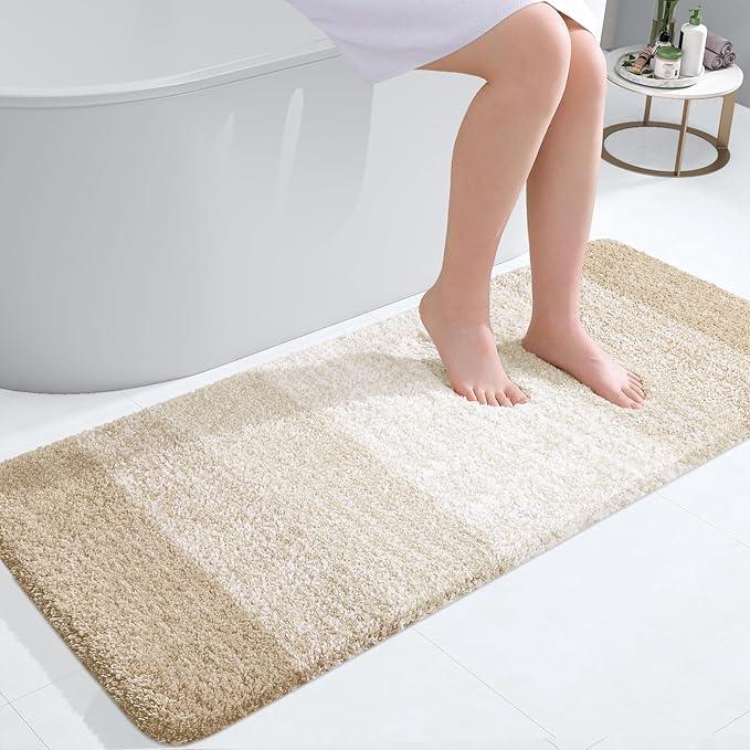 OLANLY Bathroom Runner Rugs 47x20, Extra Soft Absorbent Microfiber Bath Rugs, Rubber Backing, Quick Dry, Washable Bath Mats for Bathroom Floor, Tub and Shower, Home Decor Accessories, Light Beige - ModernBath