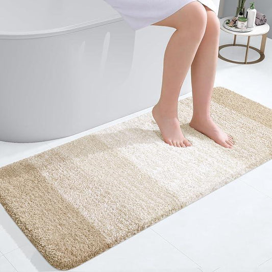 OLANLY Bathroom Runner Rugs 47x20, Extra Soft Absorbent Microfiber Bath Rugs, Rubber Backing, Quick Dry, Washable Bath Mats for Bathroom Floor, Tub and Shower, Home Decor Accessories, Light Beige - ModernBath