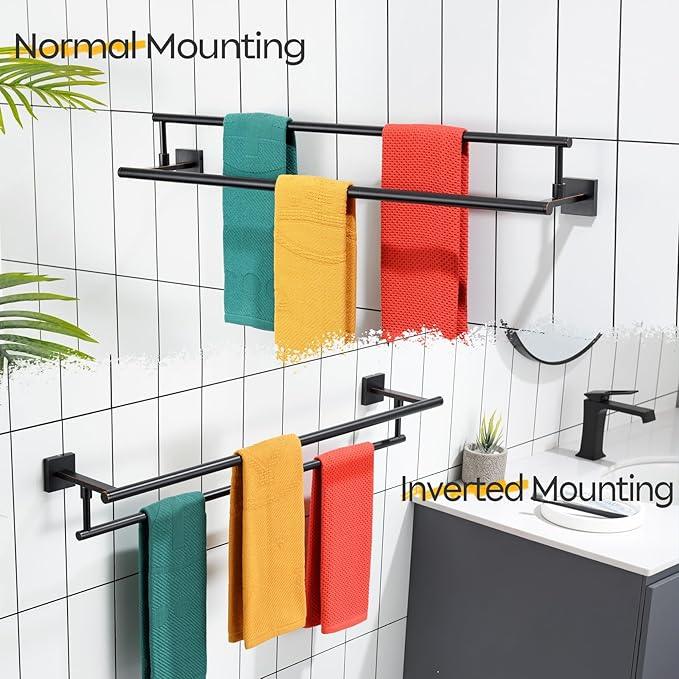 KOKOSIRI Towel Bars 32-Inch Bathroom Towel Holder Oil Rubbed Bronze Double Bath Towel Racks Wall Mounted Stainless Steel B5009ORB-L32 - ModernBath