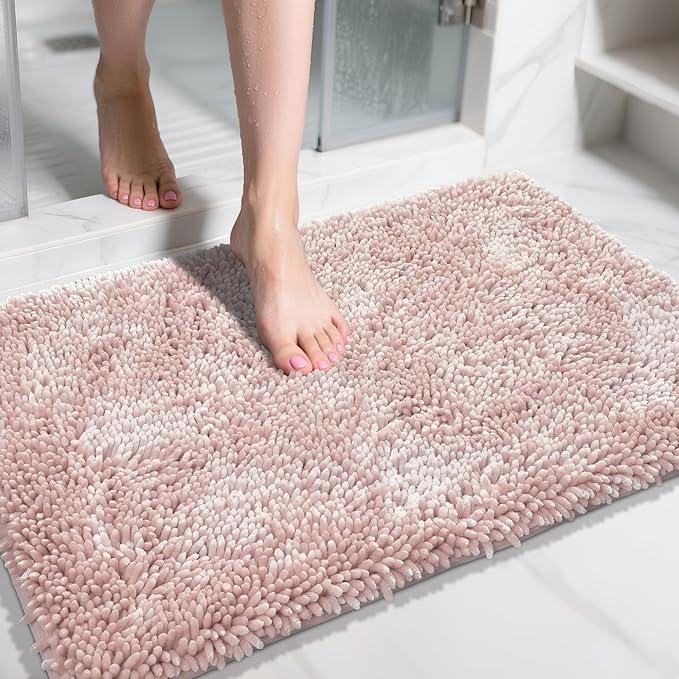 Yimobra Large Bathroom Rug Non Slip 36x24 Inch, Extra Thick Soft Absorbent Chenille Bath Mat, Machine Washable Quick Dry Bath Rugs for Bathroom Floor, Tub and Shower, Home Decor Accessories, Pink - ModernBath