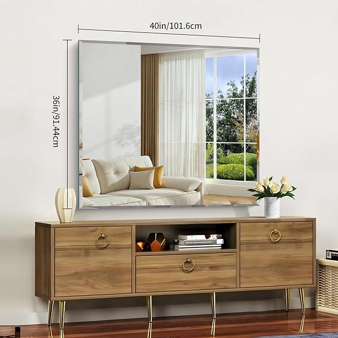CILIBER Beveled Bathroom Mirror, 36x40 Inch Large Bathroom Mirrors for Over Sink, Upgraded Shatterproof Beveled Frameless Vanity Mirror for Bathroom,Bedroom,Living Room and Entryway - ModernBath