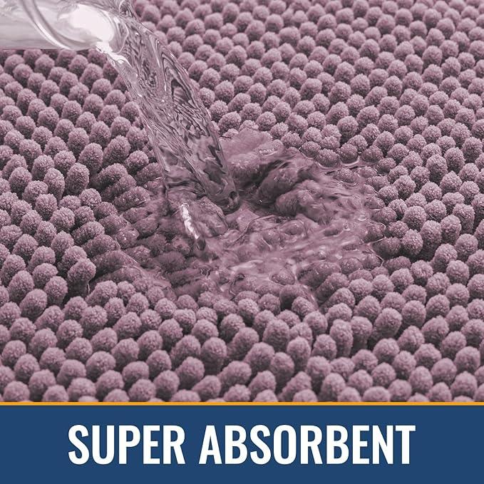 Arotive Bathroom Rugs 24x16, Extra Soft Absorbent Shaggy Chenille Bath Rugs, Machine Washable Rubber Backing Non-Slip Bath Mats for Bathroom Floor Tub and Shower, Home Decor Accessories, Deep Plum - ModernBath