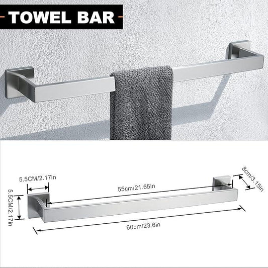 YACVCL 5-Piece Bathroom Hardware Accessories Set 23.6 inch Towel Bar Towel Rack Sets Modern Towel Ring Kit Stainless Steel Wall Mounted (Brushed Nickel) - ModernBath