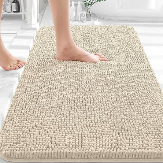 OLANLY Bathroom Rugs 36x24, Extra Soft Absorbent Chenille Bath Rugs, Rubber Backing Quick Dry, Machine Washable Bath Mats for Bathroom Floor, Tub and Shower, Home Decor Accessories, Sand - ModernBath
