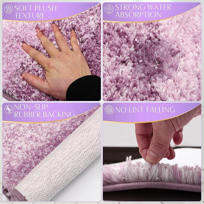 WSBArt 32PCS Bathroom Set Bathroom Sets with Shower Curtain and Rugs Purple Bathroom Accessories,Shower Curtain Set,Bathroom Rug Set with Bathroom Trash Can - ModernBath