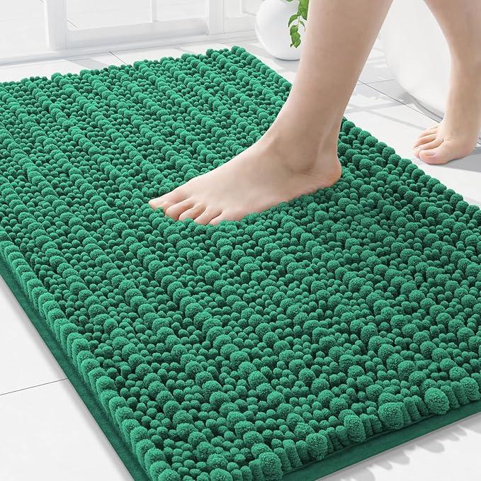 Arotive Luxury Chenille Bathroom Rug Mat, Extra Soft Thick Absorbent Shaggy Bath Rugs, Non-Slip Machine Wash Dry, Plush Bath Mats for Bathroom, Shower and Tub, 30x20, Emerald - ModernBath