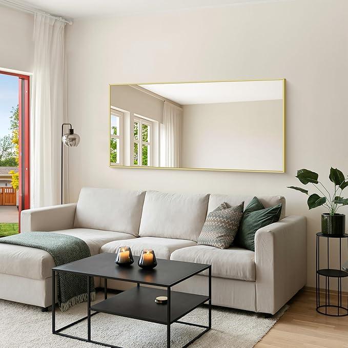 KOCUUY Large Gold Bathroom Mirror, 60x30 inch Rectangular Mirror for Bathroom Sink, Oversized Wall Mirror with Metal Gold Frame for Living Room, Farmhouse, Entryway, Hang Horizontal/Vertical - ModernBath
