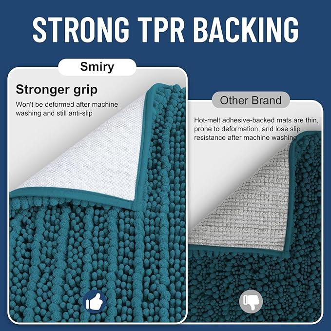 Smiry Bathroom Rugs Mat 24x16, Extra Soft Absorbent Chenille Bath Rugs, Non Slip Rubber Backing Machine Washable Quick Dry Bath Mats for Bathroom Floor, Tub, Shower, Home Decor Accessories, Lake Blue - ModernBath