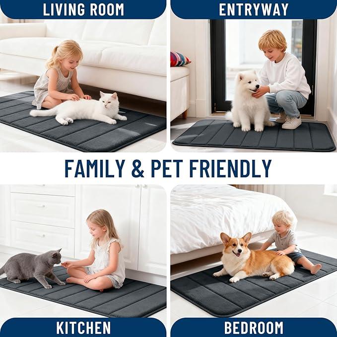 OLANLY Memory Foam Long Bathroom Rugs Runner 59x20, Super Soft Absorbent Bath Mat, Quick Dry, Machine Washable Shower Floor Rugs, Bathmat Carpet, Bathroom Home Decor Accessories, Dark Gray - ModernBath