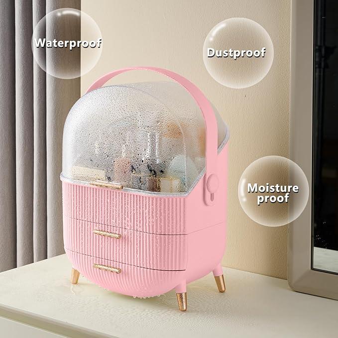 GLTAYLMY Makeup Organizer for Vanity, Cosmetics Skincare Organizers with Lid and Drawers, Cosmetic Display Cases for Countertop Bathroom Dresser, Ideal Gifts for Women - ModernBath