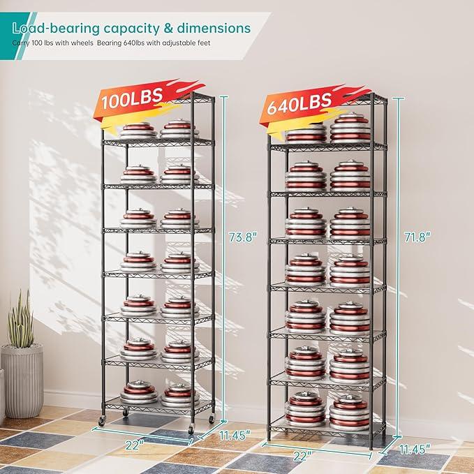 SINGAYE Shelf Closet Wire Shelving：Adjustable Metal Unit for Laundry Room Organization Bathroom Kitchen Home Storage with Wheels Pantry Rack Shelves - ModernBath