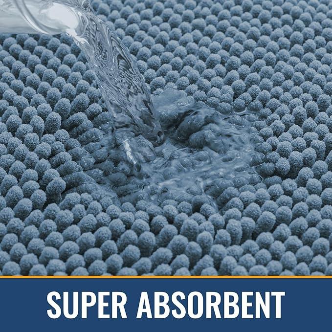 Arotive Bathroom Rugs 30x20, Extra Soft Absorbent Shaggy Chenille Bath Rugs, Machine Washable Rubber Backing Non-Slip Bath Mats for Bathroom Floor Tub and Shower, Home Decor Accessories, Grayish Blue - ModernBath
