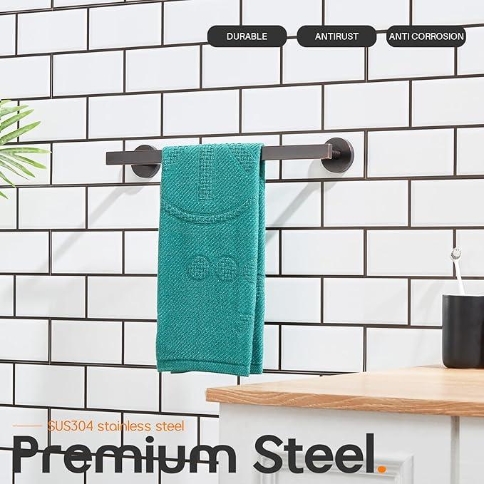 16 Inch Bathroom Towel Bar Bath Towel Rack Kitchen Towel Holder Towel Hanger Wall Mounted SUS304 Stainless Steel Oil Rubbed Bronze AN4001ORB-L16 - ModernBath