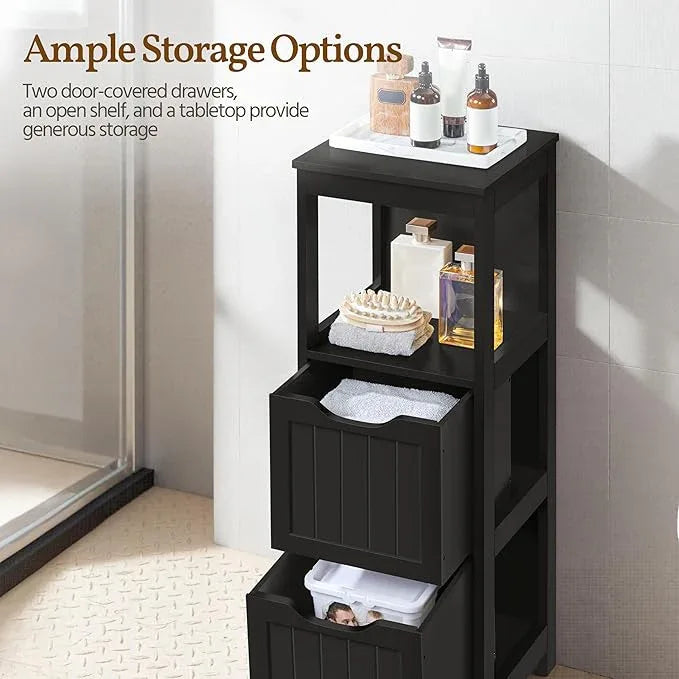 Yaheetech Bathroom Storage Cabinet, Small Floor Cabinet with 2 Removable Drawers, Slim Storage Organizer Rack Stand for Bathroom/Kitchen/Corner/Small Space,Black - ModernBath