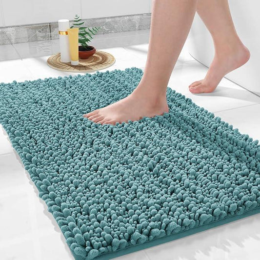 Yimobra Large Bathroom Rugs Non Slip Washable 36x24 Inch - Ultra Soft Absorbent Chenille Bath Mat, Quick Dry Shaggy Floor Carpet for Tub Shower, Teal Blue Home Decor Accessories - ModernBath